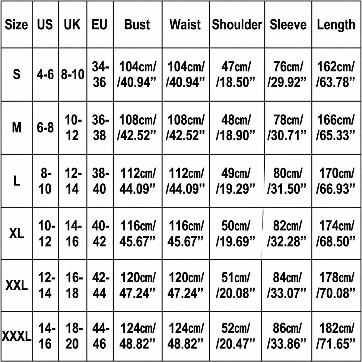 Onesie size chart